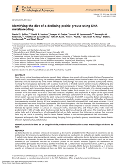 Identifying the Diet of a Declining Prairie Grouse Using DNA Metabarcoding