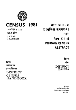 District Census Handbook, Banda, Part XIII-B, Series-22, Uttar Pradesh