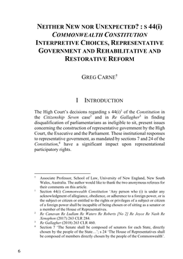 Commonwealth Constitution Interpretive Choices, Representative Government and Rehabilitative and Restorative Reform