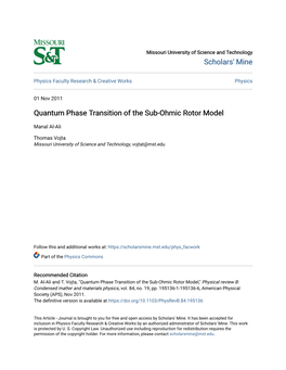 Quantum Phase Transition of the Sub-Ohmic Rotor Model