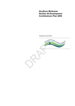 Goulburn Mulwaree Section 94 Development Contributions Plan 2009