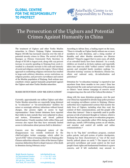 The Persecution of the Uighurs and Potential Crimes Against Humanity in China