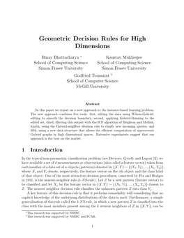 Geometric Decision Rules for High Dimensions