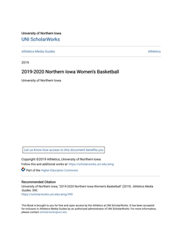 2019-2020 Northern Iowa Women's Basketball