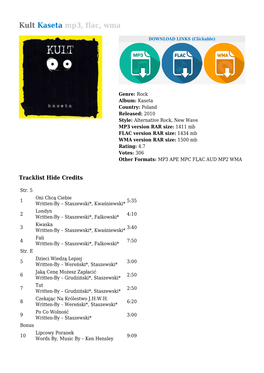 Kult Kaseta Mp3, Flac, Wma