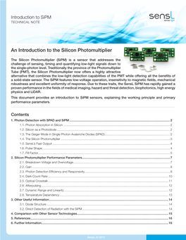 Introduction to Silicon Photomultiplier (Sipm)