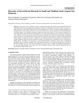 Diversity of Invertebrate Discards in Small and Medium Scale Aegean Sea Fisheries