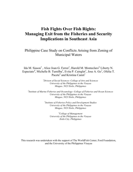 Fish Fights Over Fish Rights: Managing Exit from the Fisheries and Security Implications in Southeast Asia