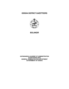 Odisha District Gazetteers Bolangir