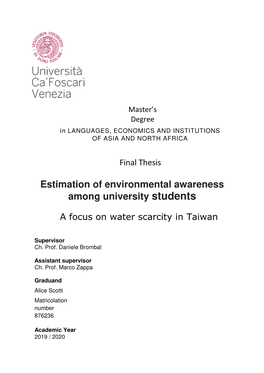 Estimation of Environmental Awareness Among University Students