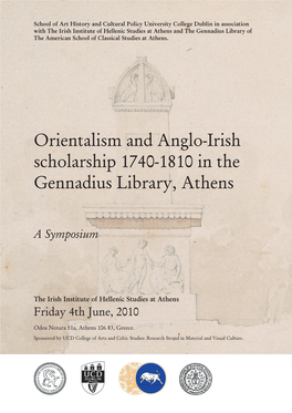 Orientalism and Anglo-Irish Scholarship 1740-1810 in the Gennadius Library, Athens