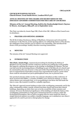 CBC(19)AGM CHURCH BUILDINGS COUNCIL Church House, Great Smith Street, London SW1P 3AZ