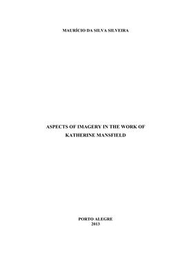 Aspects of Imagery in the Work of Katherine Mansfield