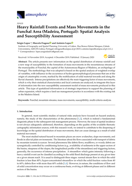 Heavy Rainfall Events and Mass Movements in the Funchal Area (Madeira, Portugal): Spatial Analysis and Susceptibility Assessment