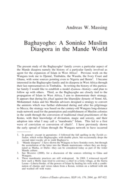 Baghayogho: a Soninke Muslim Diaspora in the Mande World