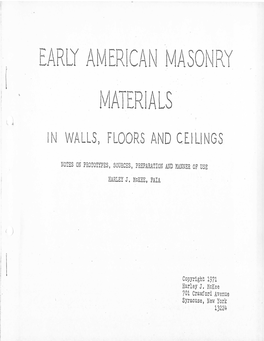 Early American Masonry Materials