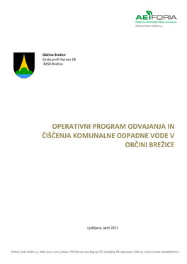 Operativni Program Odvajanja in Čiščenja Komunalne Odpadne Vode V Občini Brežice