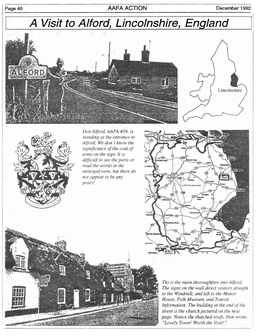 A Visit to Alford, Lincolnshire, England December 1992 AAFA ACTION Page 41