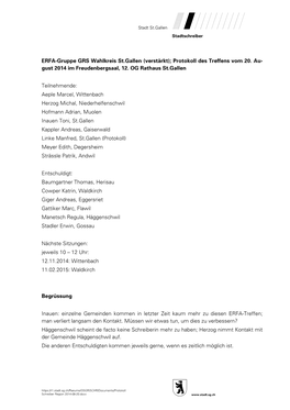 ERFA-Gruppe GRS Wahlkreis St.Gallen (Verstärkt); Protokoll Des Treffens Vom 20