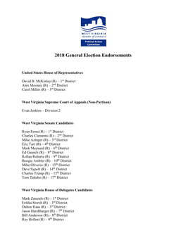 2018 General Election Endorsements