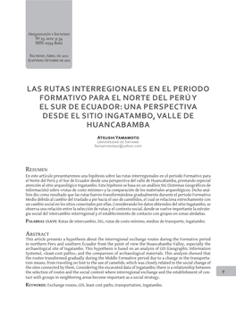 Las Rutas Interregionales En El Periodo Formativo Para El Norte Del Perú Y El Sur De Ecuador: Una Perspectiva Desde El Sitio Ingatambo, Valle De Huancabamba