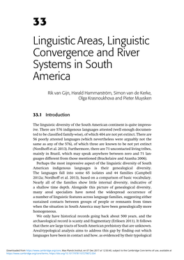 33 Linguistic Areas, Linguistic Convergence and River Systems in South America