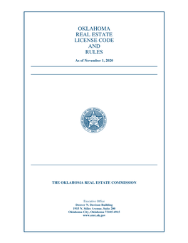 Oklahoma Real Estate License Code and Rules