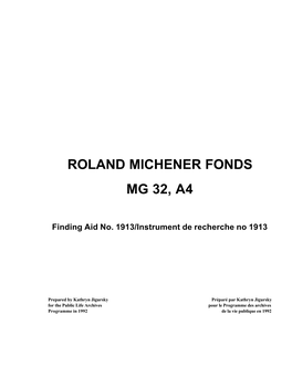 Roland Michener Fonds Mg 32, A4