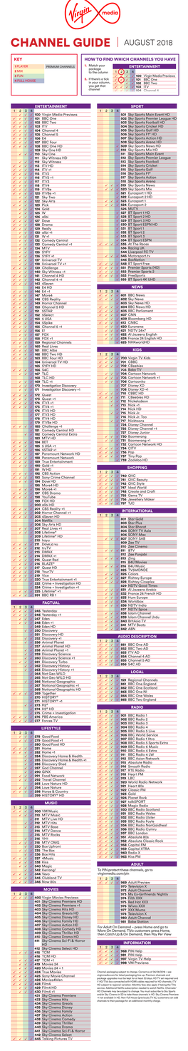 Channel Guide August 2018