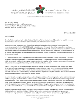 SNC Syria 9Th Humanitarian Briefing Letter
