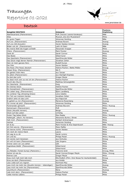 Trauungen Repertoire 01-2021