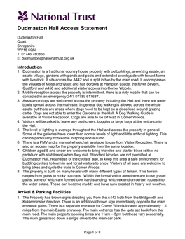 Dudmaston Hall Access Statement