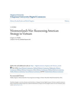 Westmoreland's War: Reassessing American Strategy in Vietnam I Gregory Daddis