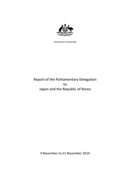 Report of the Parliamentary Delegation to Japan and the Republic of Korea