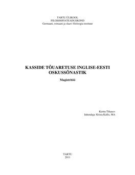 Kasside Tõuaretuse Inglise-Eesti Oskussõnastik
