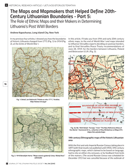 The Maps and Mapmakers That Helped Define 20Th- Century Lithuanian Boundaries