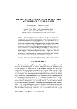 The Sp ¨Orer and Maunder Minima of Solar Activity And