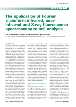 The Application of Fourier Transform Infrared, Near Infrared and X-Ray Fluorescence Spectroscopy to Soil Analysis