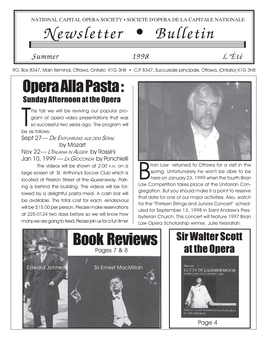 Newsletter • Bulletin Summer 1998 L’Été