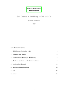 Emil Gumbel in Heidelberg — Zeit Und Ort