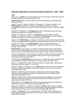 Selected Publications of the Entomology Collections, 1994 – 2003