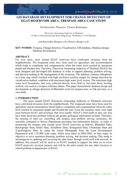 Gis Database Development for Change Detection of Egat Reservoir Area: Trespass Area Case Study