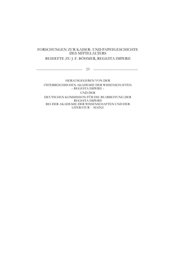 Forschungen Zur Kaiser- Und Papstgeschichte Des Mittelalters Beihefte Zu J. F. Böhmer, Regesta Imperii