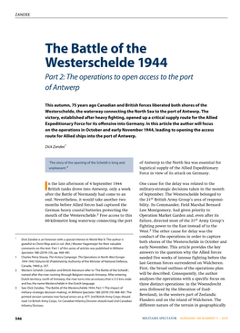 The Battle of the Westerschelde 1944 Part 2: the Operations to Open Access to the Port of Antwerp