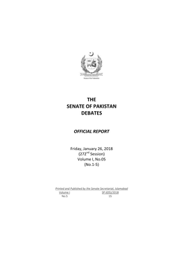 The Senate of Pakistan Debates Official Report