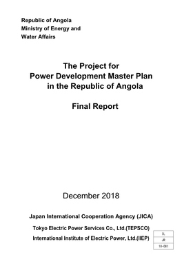 The Project for Power Development Master Plan in the Republic of Angola