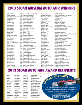 2013 Sloan Auto Fair Award Recipients 2013 Sloan