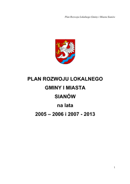 Plan Rozwoju Lokalnego Gminy I Miasta Sianów Na Lata 2005-2006 I 2007-2013