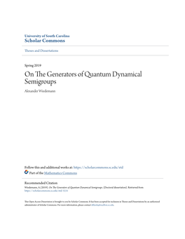 On the Generators of Quantum Dynamical Semigroups Alexander Wiedemann