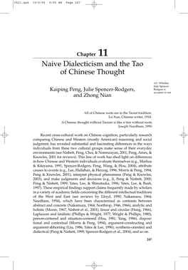 Naive Dialecticism and the Tao of Chinese Thought